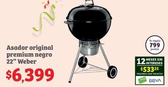 Soriana Híper Asador original premium negro 22" Weber oferta