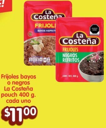 Soriana Híper Frijoles bayos o negros La Costeña pouch 400 g oferta