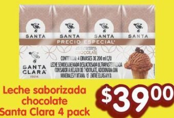 Leche saborizada chocolate Santa Clara 4 pack