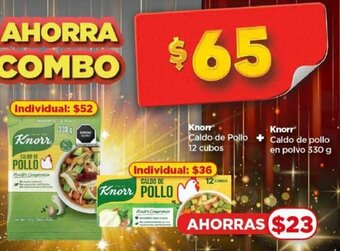 Bodega Aurrerá Knorr Caldo de Pollo 12 cubos + Knorr Caldo de pollo en polvo 330 g oferta