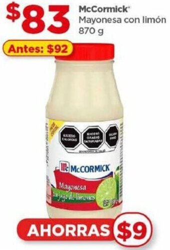 Bodega Aurrerá McCormick Mayonesa con limón 870 g oferta