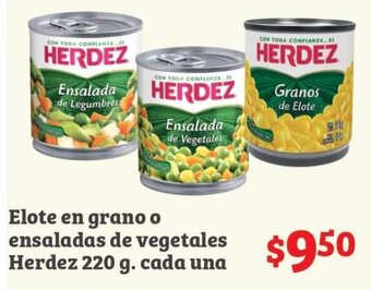 Elote en grano o ensaladas de vegetales Herdez 220 g