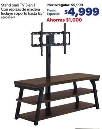 Sam's Club Stand para TV 3 en 1 Con repisas de madera 65" oferta