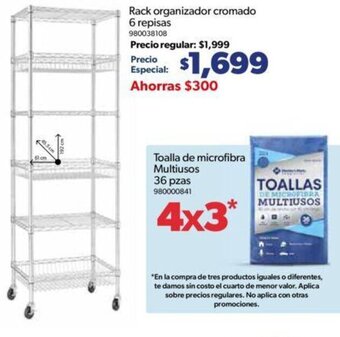 Sam's Club Rack organizador cromado 6 repisas oferta
