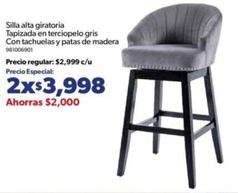 Silla alta giratoria Tapizada en terciopelo