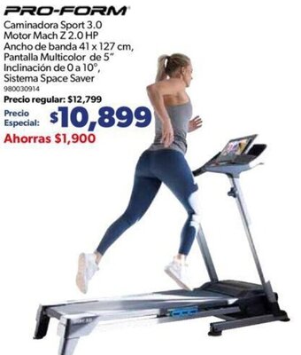 Sam's Club PRO-FORM Caminadora Sport 3.0 Motor Mach Z 2.0 HP Ancho de banda 41 x 127 cm, Pantalla Multicolor de 5" oferta