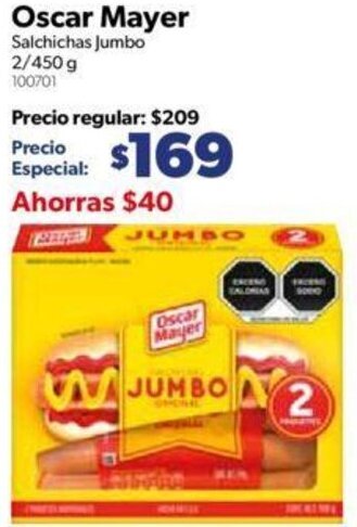 Sam's Club Oscar Mayer Salchichas Jumbo 2/450g oferta