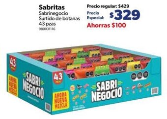Sam's Club Sabritas Sabrinegocio Surtido de botanas 43 pzas oferta