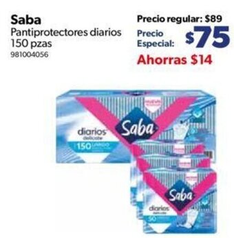 Saba Pantiprotectores diarios 150pzas