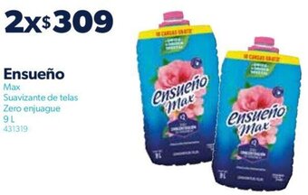Ensueño Max Suavizante de telas Zero enjuague 9L