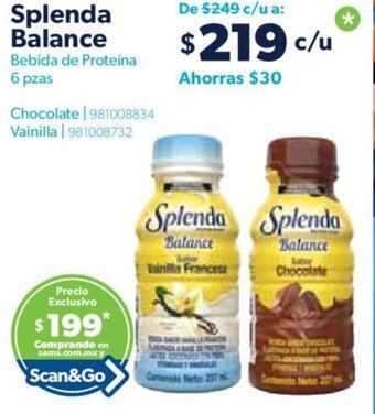 Sam's Club Splenda Balance Bebida de Proteína 6 pzas oferta