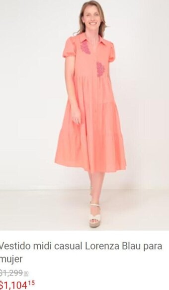 Liverpool Vestido midi casual Lorenza Blau para mujer oferta
