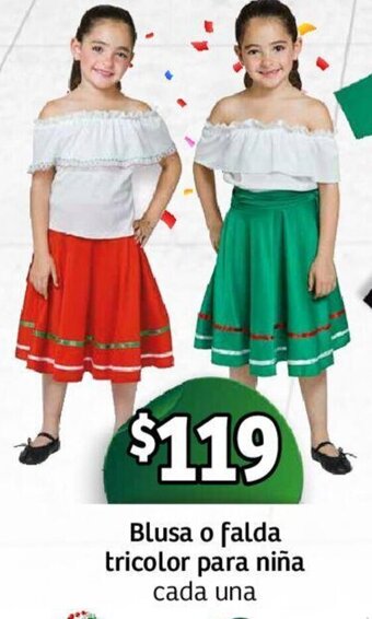 Blusa o falda tricolor para niña cada una