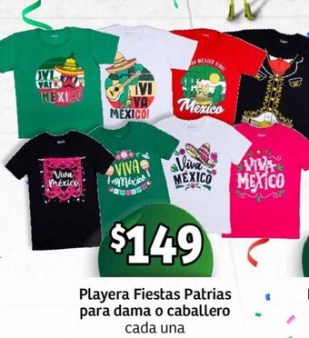 Playera Fiestas Patrias para dama o caballero cada una
