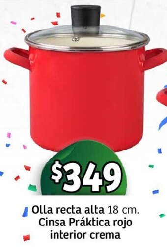 Soriana Mercado Olla recta alta 18 cm. Cinsa Práktica rojo interior crema oferta