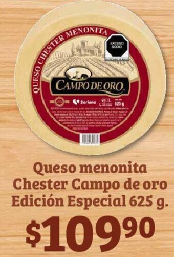 Soriana Mercado Queso menonita Chester Campo de oro Edición Especial 625 g oferta