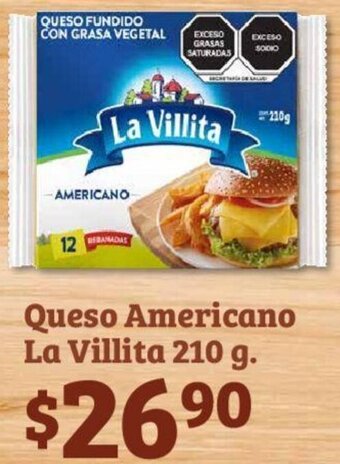 Soriana Mercado Queso Americano La Villita 210 g oferta