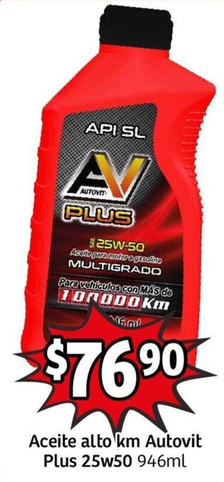 Aceite alto km Autovit Plus 25w50 946ml