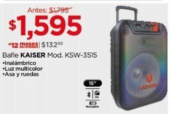 Chedraui Bafle KAISER Mod KSW-3515 oferta