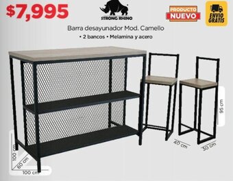 Chedraui Barra desayunador Mod Camello 2 bancos oferta