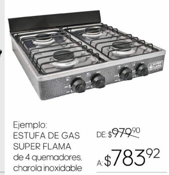 DelSol ESTUFA DE GAS SUPER FLAMA de 4 quemadores oferta