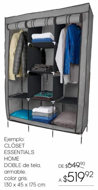 DelSol CLÓSET ESSENTIALS HOME DOBLE de tela 130 x 45 x 175cm oferta