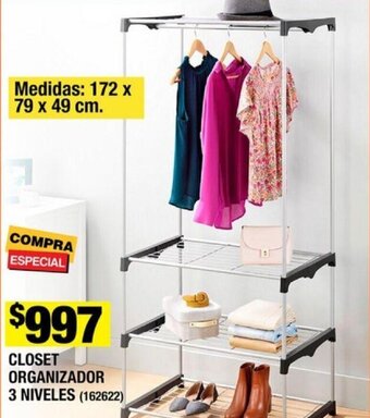 The Home Depot CLOSET ORGANIZADOR 3 NIVELES 172 X 79 X 48CM oferta