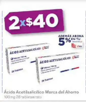 Farmacias del Ahorro Acido Acetilsalicilico Marca del Ahorro 100mg 28 Tabletas oferta