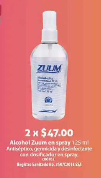 Farmacias del Ahorro Alcohol Zuum en Spray 125ml oferta