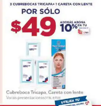 Cubrebocas Tricapa, Careta con Lente