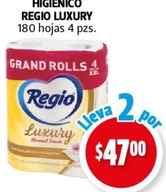 HIGIÉNICO REGIO LUXURY 180 hojas 4 pzs.