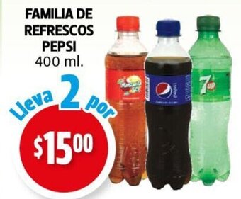 Farmacias Guadalajara FAMILIA DE REFRESCOS PEPSI 400 ml. oferta