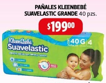 Farmacias Guadalajara PAÑALES KLEENBEBÉ SUAVELASTIC GRANDE 40 pzs. oferta