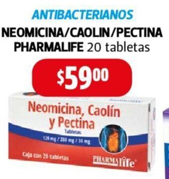 Farmacias Guadalajara ANTIBACTERIANOS NEOMICINA/CAOLIN/PECTINA PHARMALIFE 20 tabletas oferta