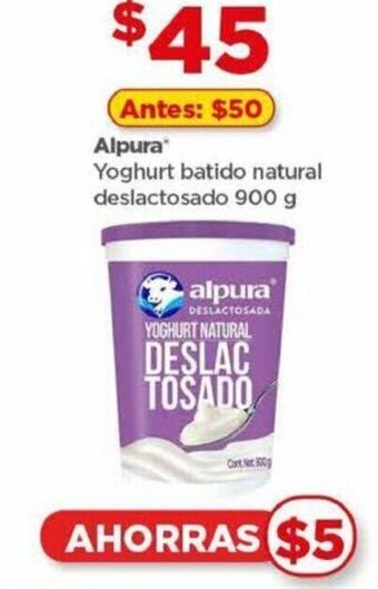 Bodega Aurrerá Alpura Yoghurt batido natural deslactosado 900 g oferta