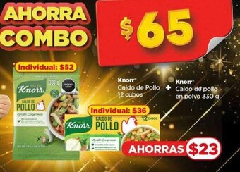 Bodega Aurrerá Knorr Caldo de Pollo 12 cubos +Knorr Caldo de pollo en polvo 330 g oferta