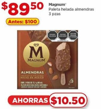 Magnum Paleta helada almendras 3 pzas