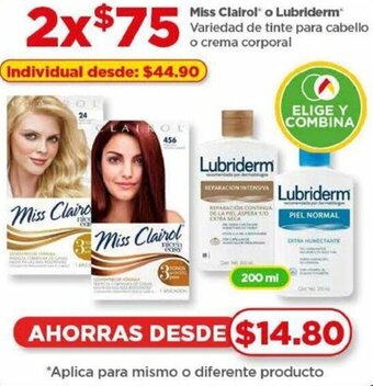 Bodega Aurrerá Miss Clairol o Lubriderm oferta