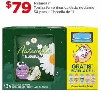 Naturella Toallas femeninas cuidado nocturno 34 pzas + 1 botella de 1 L