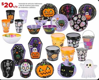 Bodega Aurrerá Variedad de artículos Halloween o día de muertos para mesa de melamina o plástico oferta