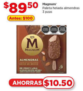 Bodega Aurrerá Magnum Paleta helada almendras 3 pzas oferta