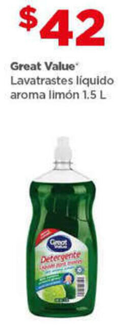 Bodega Aurrerá Great Value Lavatrastes líquido aroma limón 1.5 L oferta