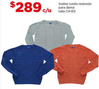 Suéter cuello redondo para dama talla CH-EG