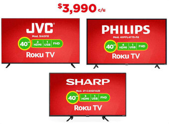 Bodega Aurrerá JVC Roku TV 40"/ PHILIPS Roku TV 40"/SHARP Roku TV 40" oferta