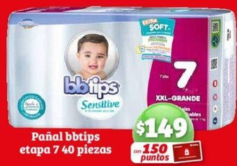 Soriana Híper Pañal bbtips etapa 7 40 piezas oferta