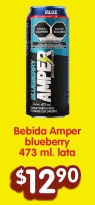 Soriana Híper Bebida Amper blueberry 473 ml. lata oferta
