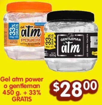 Soriana Híper Gel atm power o gentleman 450 g. + 33% GRATIS oferta