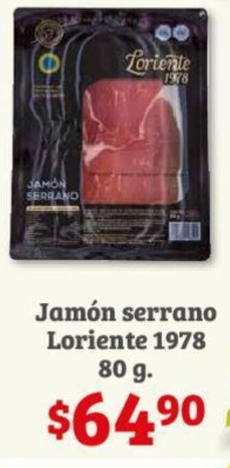 Soriana Híper Jamón serrano Loriente 1978 80 g. oferta