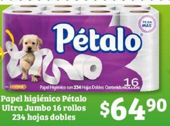 Soriana Híper Papel Higiénico Pétalo Ultra Jumbo 16 rollos 234 hojas dobles oferta