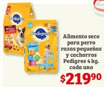 Soriana Híper Alimento seco para perro razas pequeñas y cachorros Pedigree 4 kg. cada uno oferta